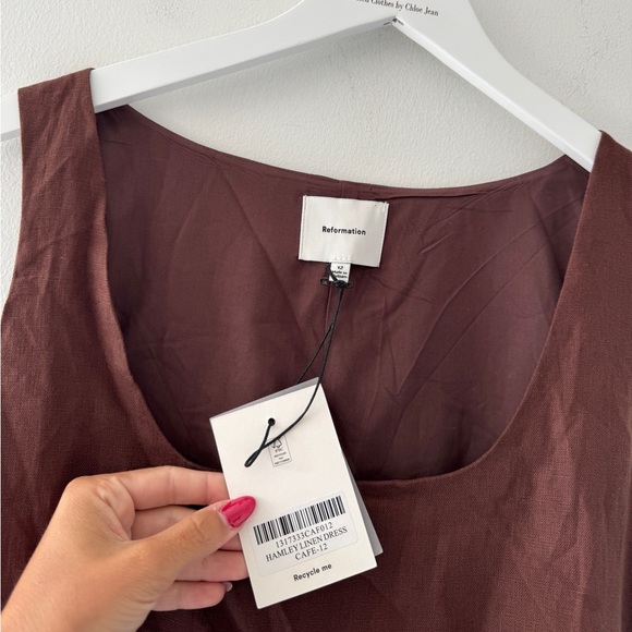 REFORMATION NWT Hamley Linen Brown Mini Dress 12 - Picture 3 of 6